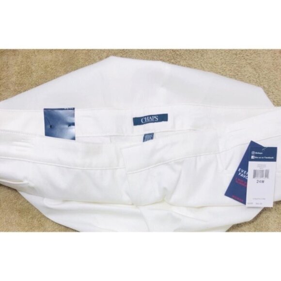 Chaps Womens White High Rise Stretch Twill Capris Pants Plus Size 24W New - Picture 4 of 8